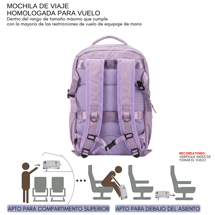 Mochila Cabina Bolso Mujer Viaje Avion 20lt Puerto Usb Utazo