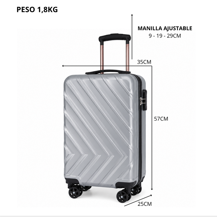 Maleta Cabina De 10 Kg Equipaje Chica Ruedas Viajes Avión - Gris