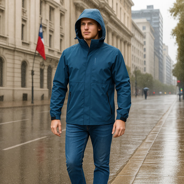 Chaqueta Corta Viento Termica Impermeable Outdoor Hombre Cierre Con Gorro