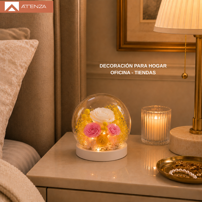 Rosas Eternas Flores Artificiales Decoracion Hogar Luz Led Naranja