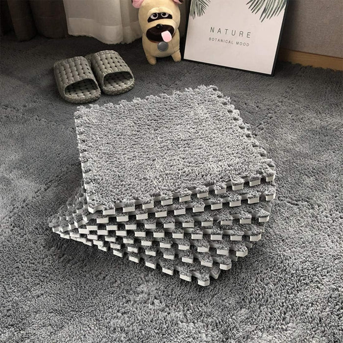 Set 10 Alfombras Goma Eva Peluda Niños Piso Felpa 30x30cm