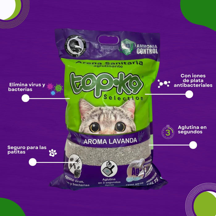 Arena Aglutinante Topk9 4kg Lavanda Iones De Plata/carbón