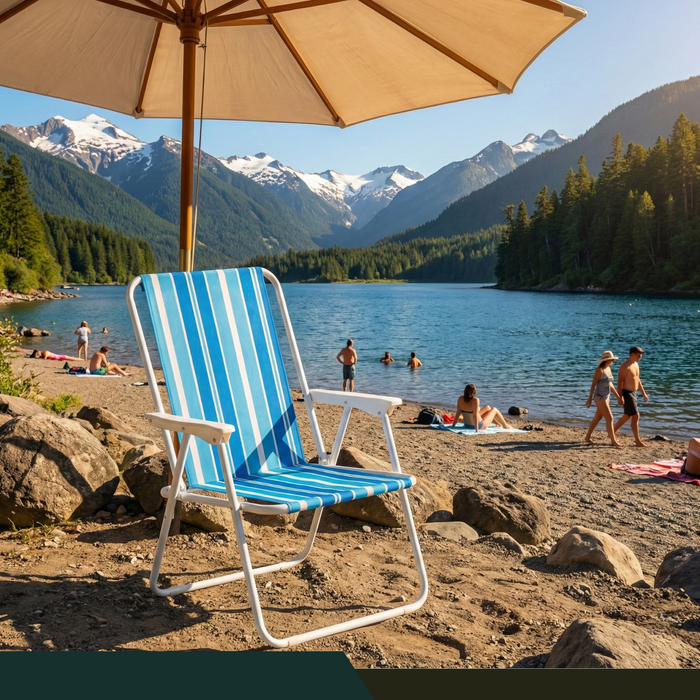 Silla Camping Plegable Playa Piscina Portátil Exteriores Azul