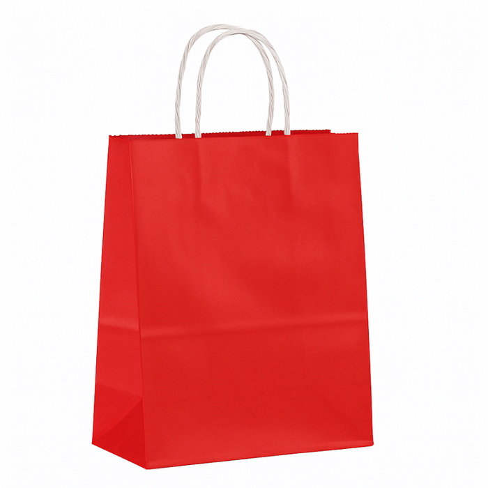 12 Bolsas De Papel Kraft Con Asa 15x21x16cm Colores Liso