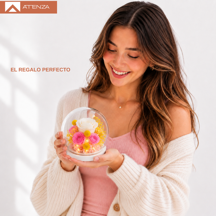 Rosas Eternas Flores Artificiales Decoracion Hogar Luz Led Naranja