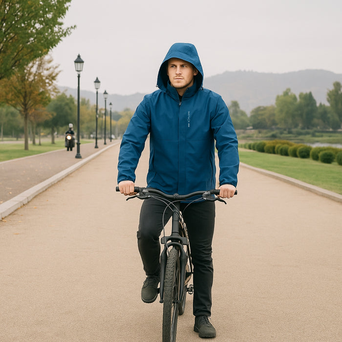 Chaqueta Corta Viento Termica Impermeable Outdoor Hombre Cierre Con Gorro