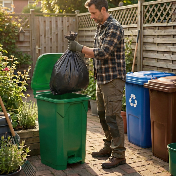 Basurero Contenedor De Basura 80l Verde Con Tapa Y Pedal