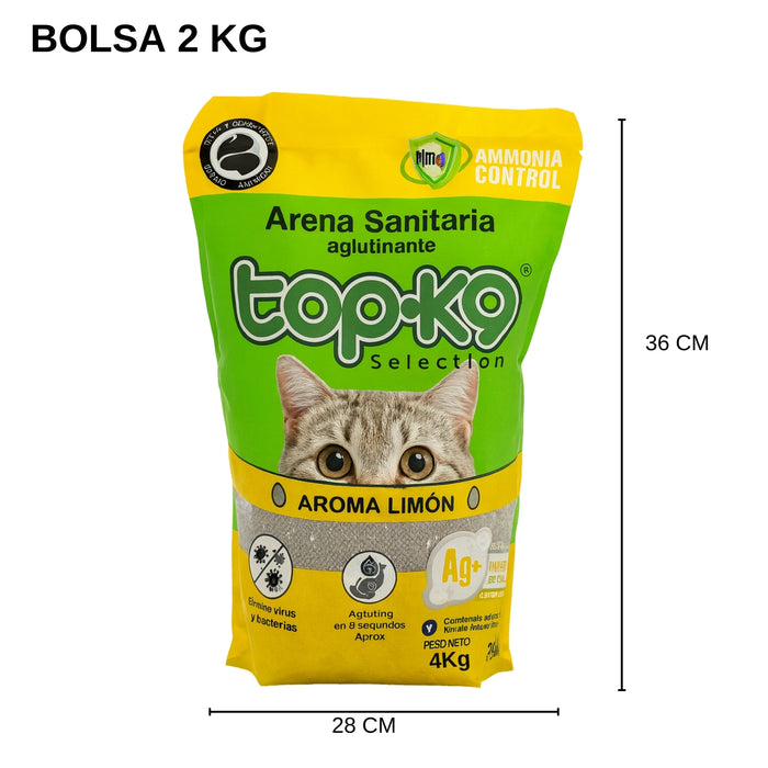 Arena Aglutinante Topk9 4kg Limon Iones De Plata/carbón