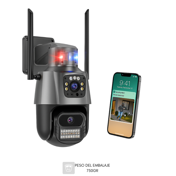 Cámara Domo Wifi Doble Lente Full Hd Con Alarma Seguimiento