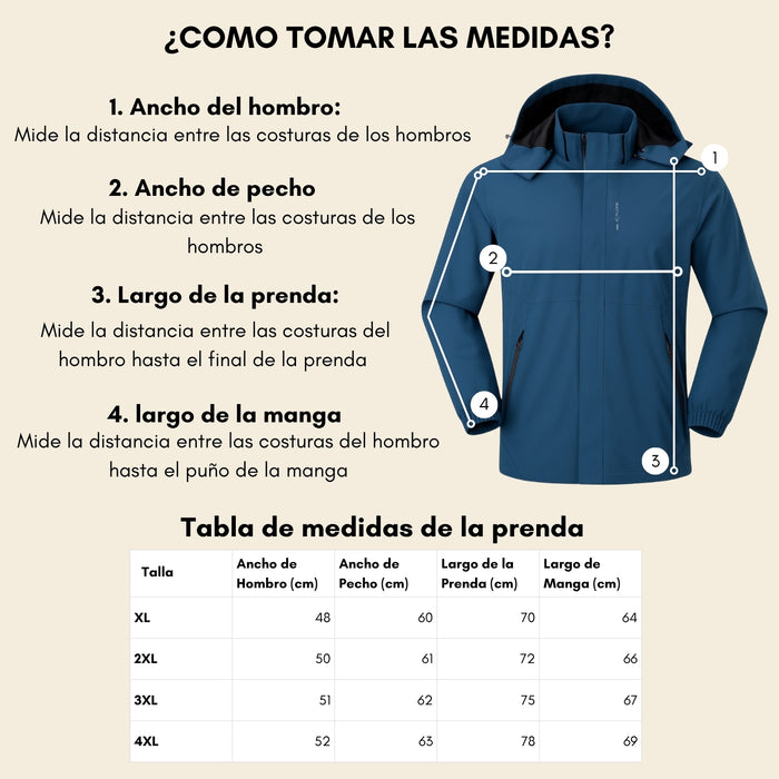Chaqueta Corta Viento Termica Impermeable Outdoor Hombre Cierre Con Gorro