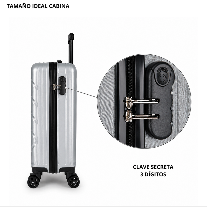 Maleta Cabina De 10 Kg Equipaje Chica Ruedas Viajes Avión - Gris