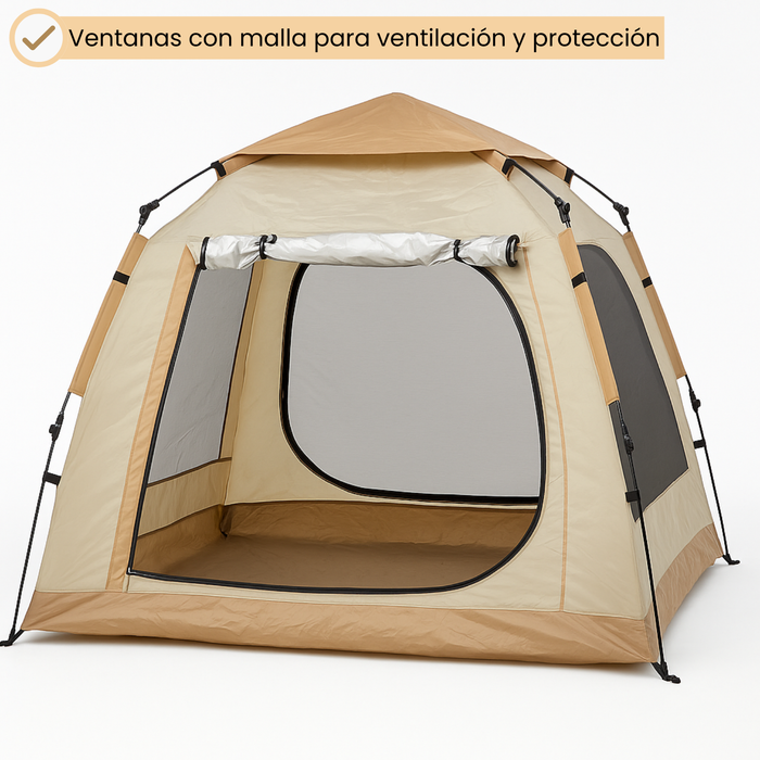Carpa Automática Hexagonal Para 3-4 Personas 240x210x140