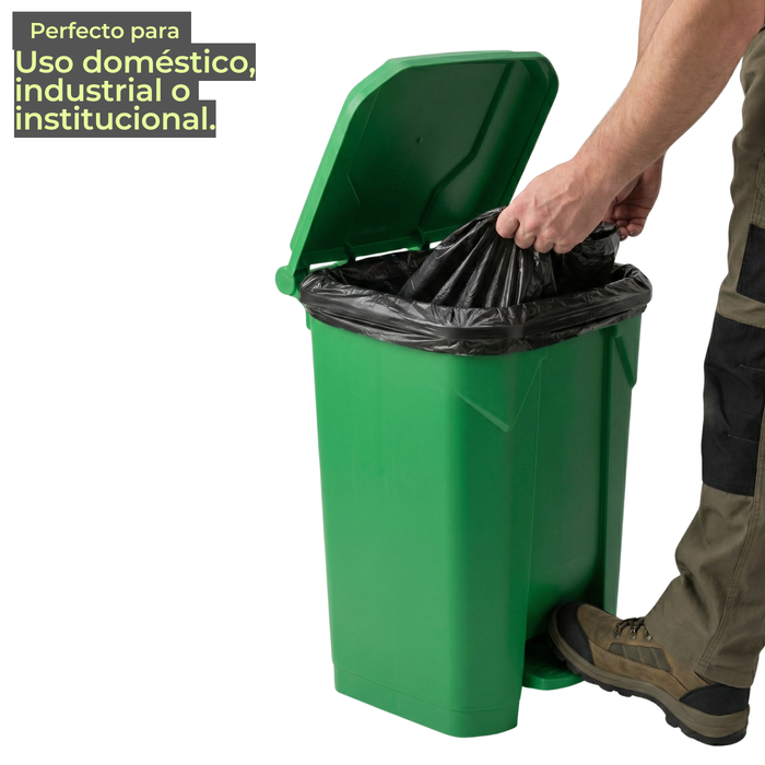Basurero Contenedor De Basura 80l Verde Con Tapa Y Pedal