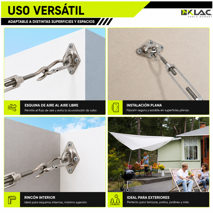 Kit De Instalacion Toldo Vela Gancho Soporte Anclaje 40pz