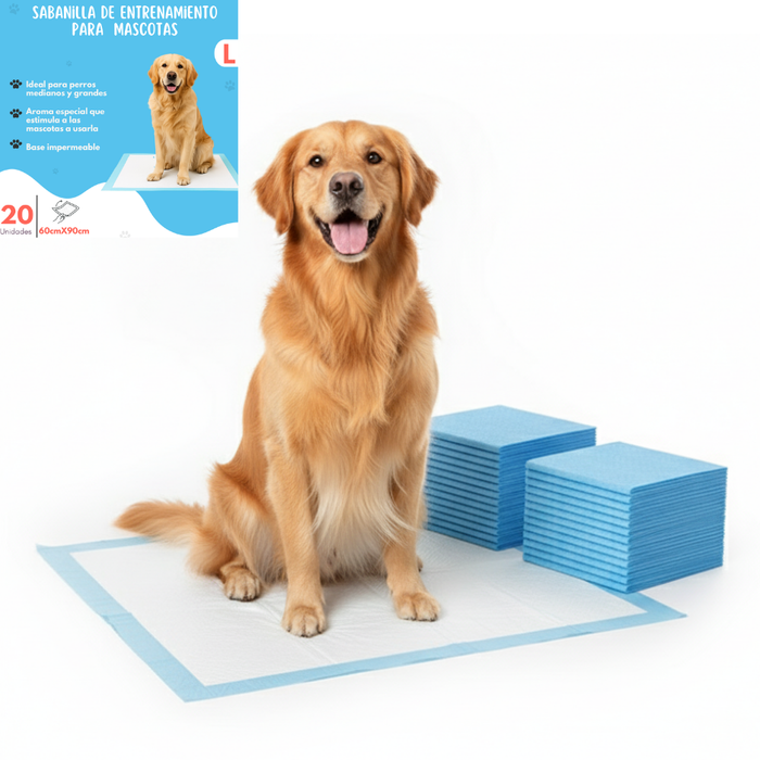 20 Pañales Sabanillas Entrenamiento Absorbentes Mascota Perros 60x90cm