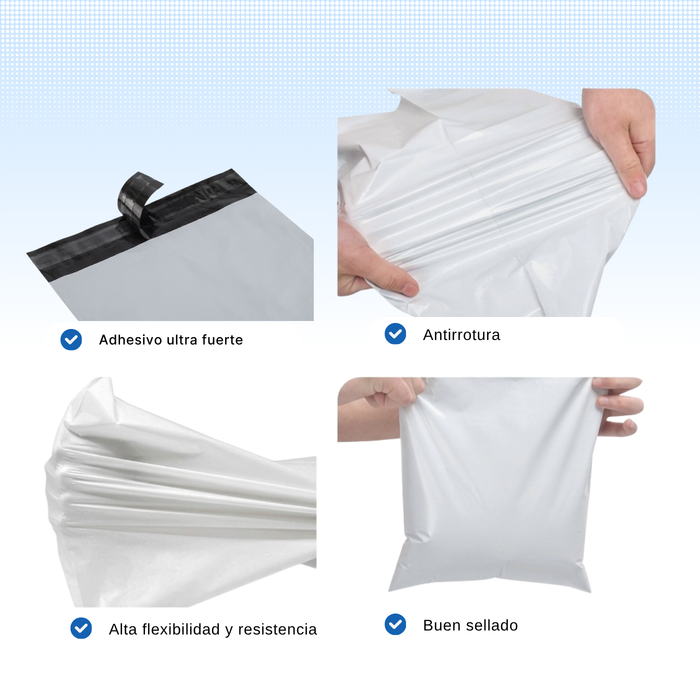 Pack 100 Bolsas Embalajes Courier Sobre Autoadhesivo 80x60cm Blanco Opaco
