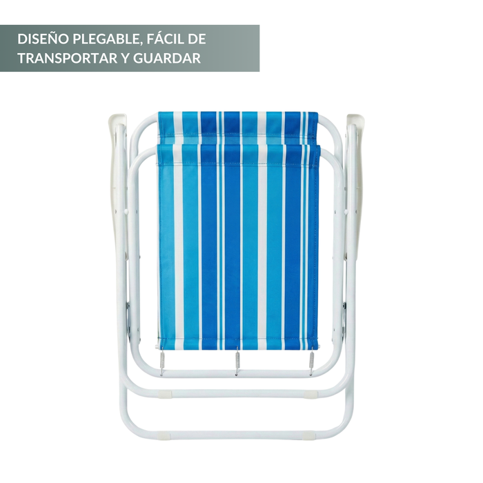 Silla Camping Plegable Playa Piscina Portátil Exteriores Azul