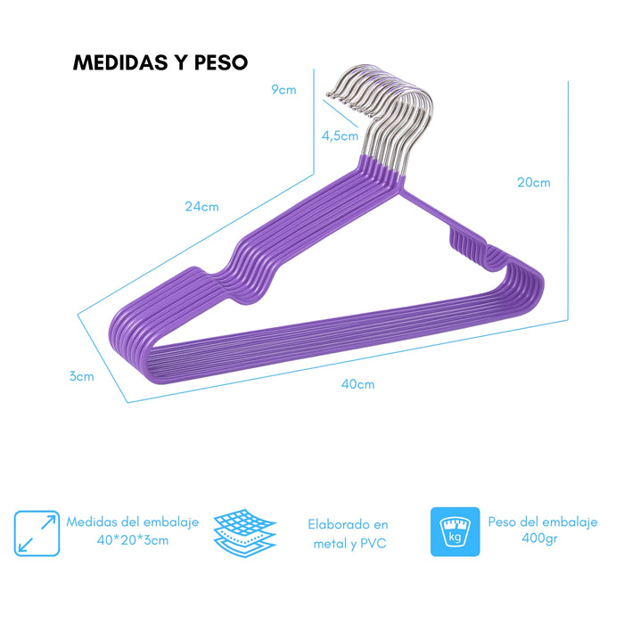 Ganchos Colgadores Para Ropa Antideslizante 10 Unidades