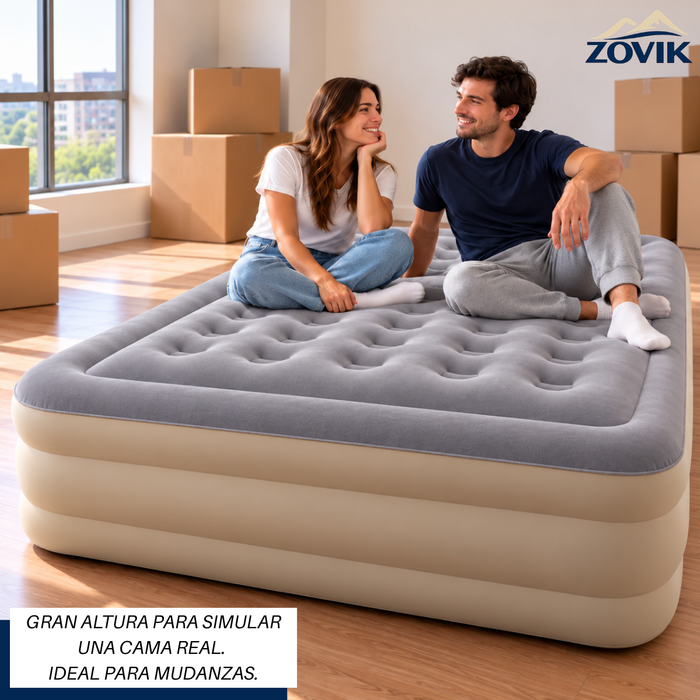 Colchon Inflable 2 Plazas Inflador Incorporado Camping Usb