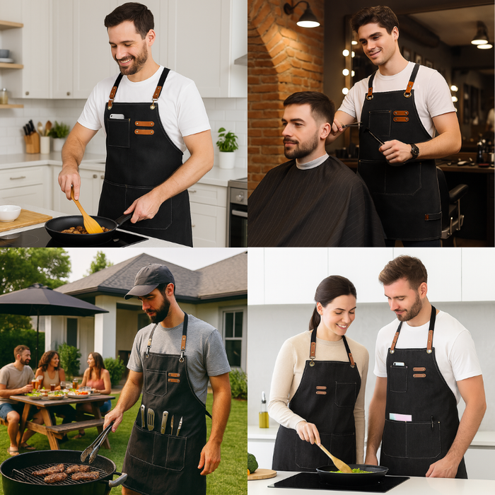 Pechera Delantal Cocina Barbacoa Parrilla Premium Peluquero Negro Batman Negro