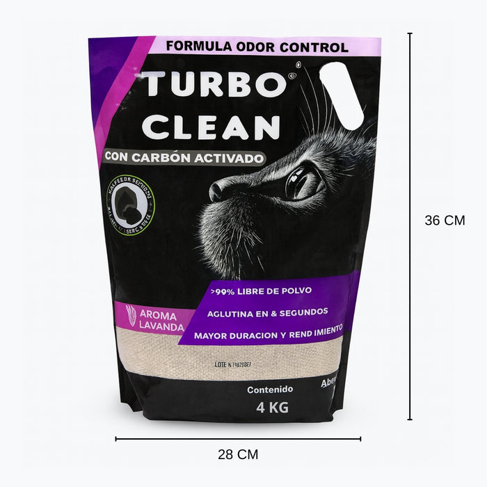 Arena Sanitaria Aglutinante Turbo Clean 4 Kg Lavanda