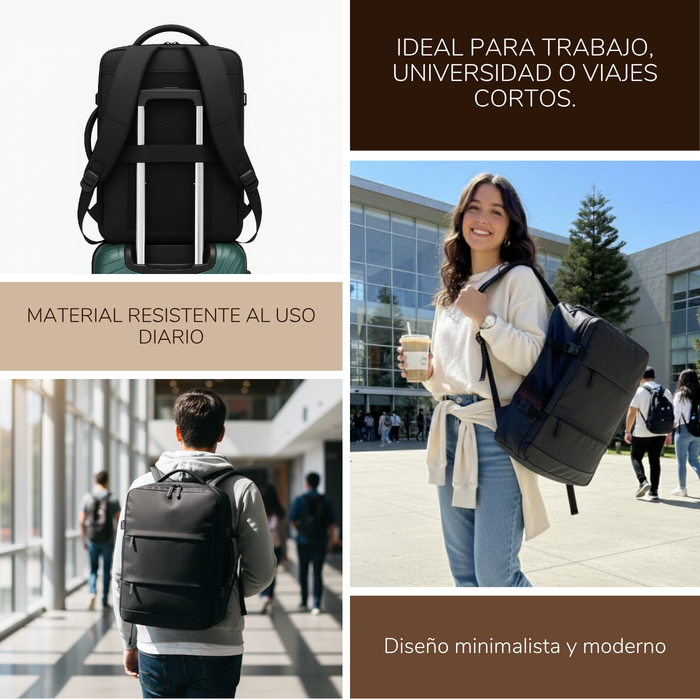 Mochila De Viaje Impermeable Laptop 15.6 Capacidad 20l - Negro - Liso