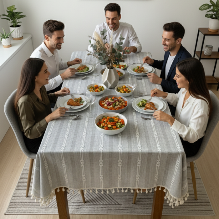 Mantel Rectangular Mantel De La Mesa Borla Algodón 140x220cm