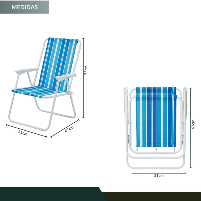 Silla Camping Plegable Playa Piscina Portátil Exteriores Azul