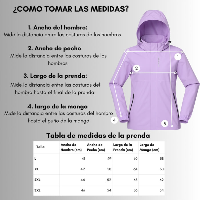 Chaqueta Corta Viento Termica Impermeable Transpirable Mujer Con Gorro Cierre Metalico