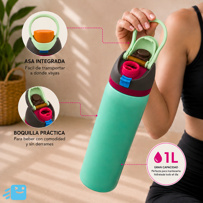 Botella De Agua 1000ml Termo Acero Inoxidable Térmico Verde