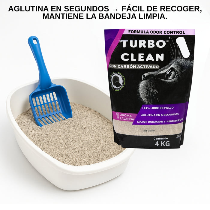 Arena Sanitaria Aglutinante Turbo Clean 4 Kg Lavanda