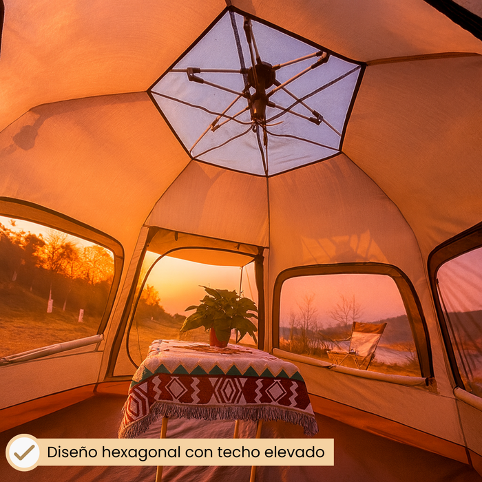 Carpa Automática Hexagonal Para 3-4 Personas 240x210x140