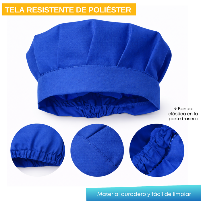 Set Delantales Cocina Infantil Gorro Mangas Protectores Chef Azul Talla Unica