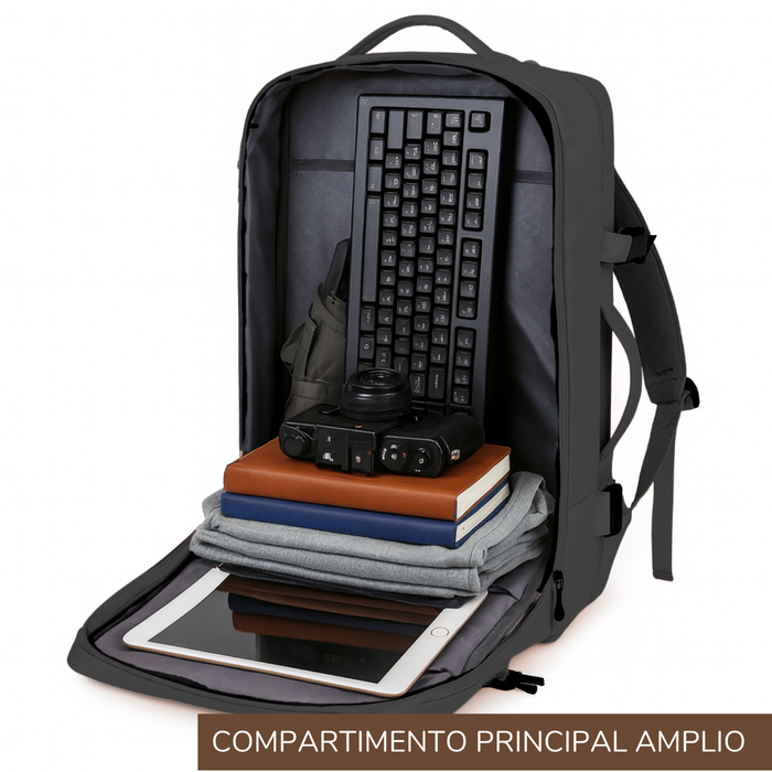 Mochila De Viaje Impermeable Laptop 15.6 Capacidad 20l - Negro - Liso