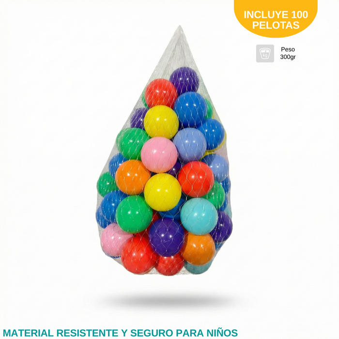 Pack 100 Pelotas Plasticas Para Piscina Colores Surtidas