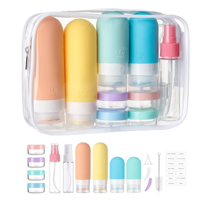 Set Botella De Viaje Dispensadora 10 Contenedores Accesorios