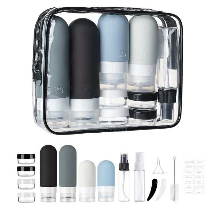 Set Botella De Viaje Dispensadora 10 Contenedores Accesorios