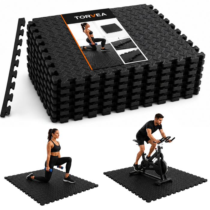 Piso De Goma Eva Deportiva 60x60 Set 8 Pieza Antideslizante Negro