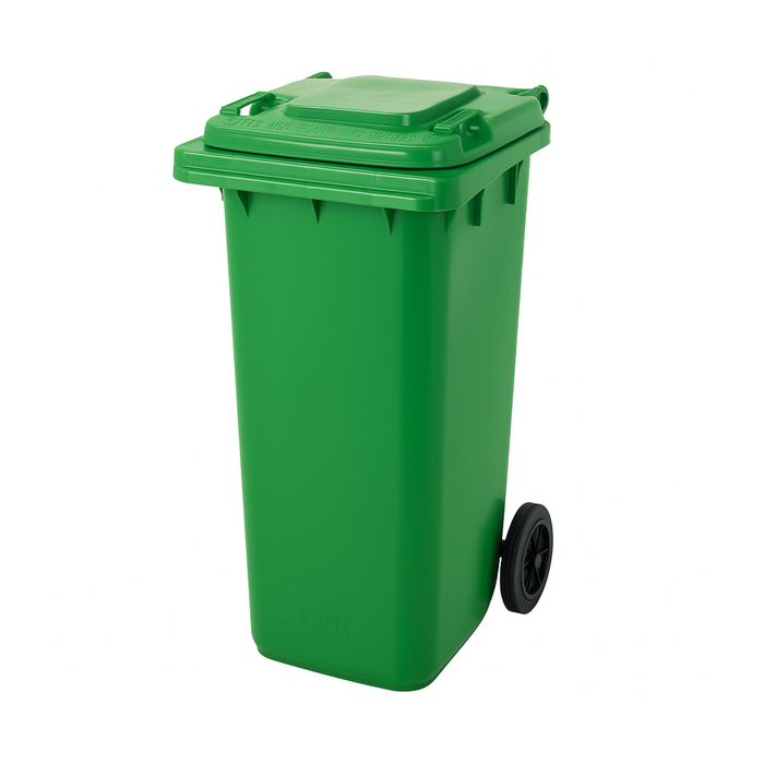 Basurero Contenedor De Basura 120l Verde Con Tapa Y Ruedas