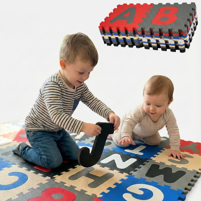 Alfombra Antigolpes Bebé Eva Piezas 30x30 Con Letras A - Z Multicolor Abecedario