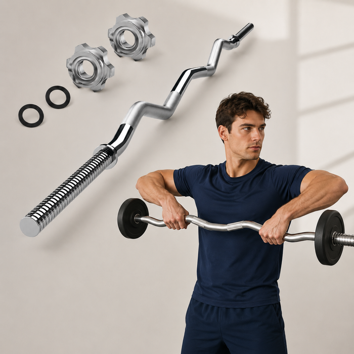 Barra Z Preolímpica 4,5KG Curva Para Pesas Discos Bíceps Tríceps Gimnasio