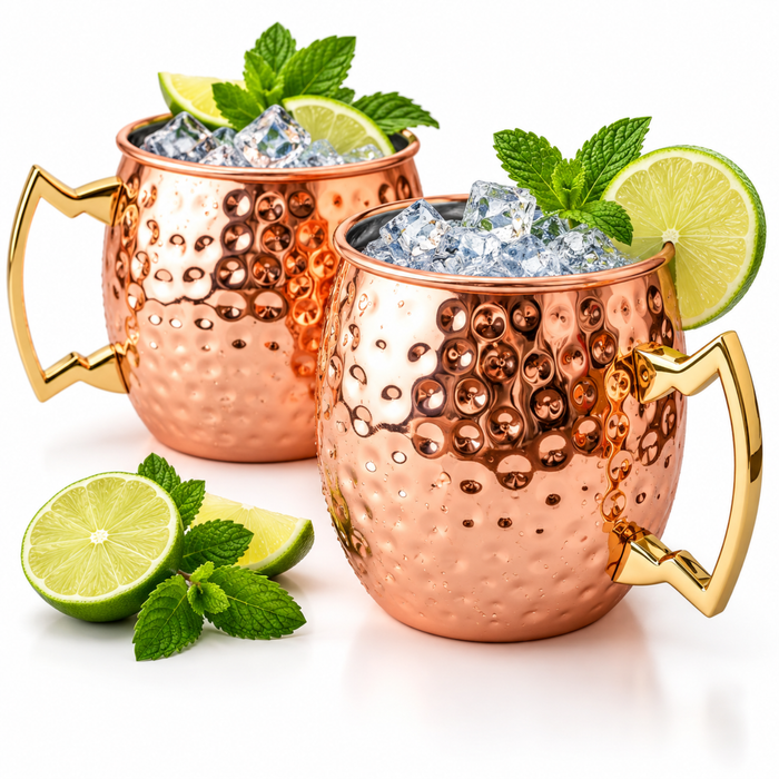 Set De 2 Mugs De Cobre Tragos Moscow Mule Mojito Bar