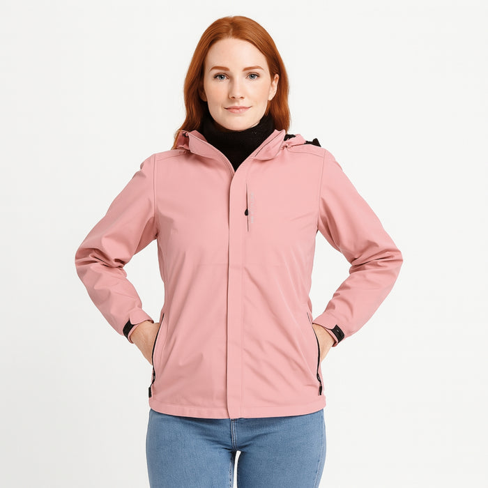 Chaqueta Corta Viento Termica Impermeable Transpirable Mujer Con Gorro Cierre Metalico