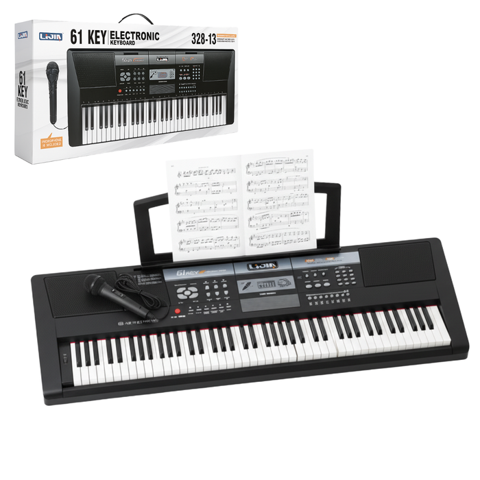 Teclado 61 Teclas Negro Pantalla Led Y Grabador 100 Timbres