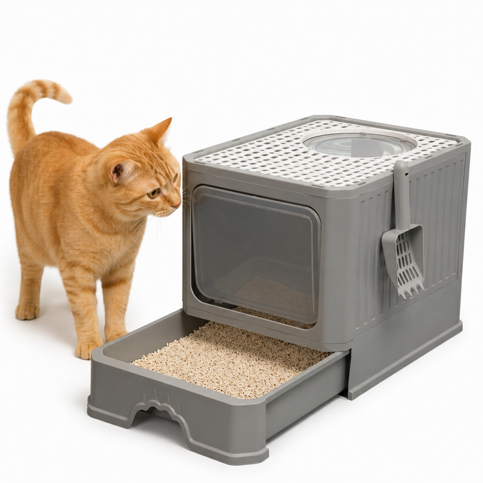 Arenero Gato Cerrado Baño Sanitario Con Tapa Y Pala Grande
