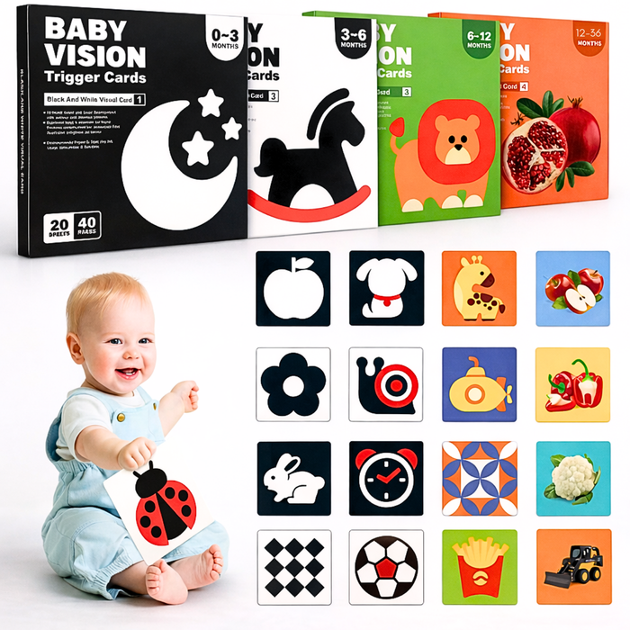Tarjetas Estimulación Visual Bebes 0-36 Meses- Niños 4Cajas Cartón