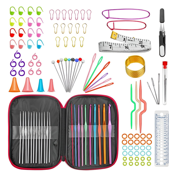 Set Crochet 100 Piezas Agujas Acero Accesorios Tejer Kit