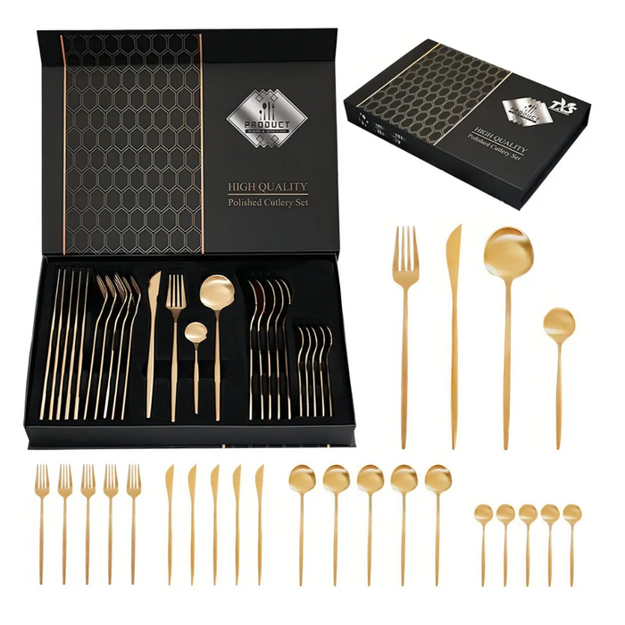 Set 24 Cubiertos Cuchillos Tenedores Cucharas Cucharitas