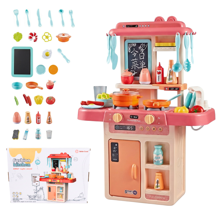 Cocina Juguete Grande Para Niños Regalo Set Juego 36pcs Rosa