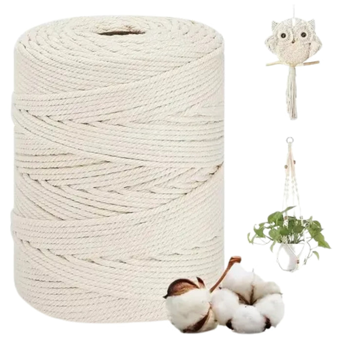 Cordón Macramé Peinado 3mm 300 Metros 1kg 100% Algodón Crudo